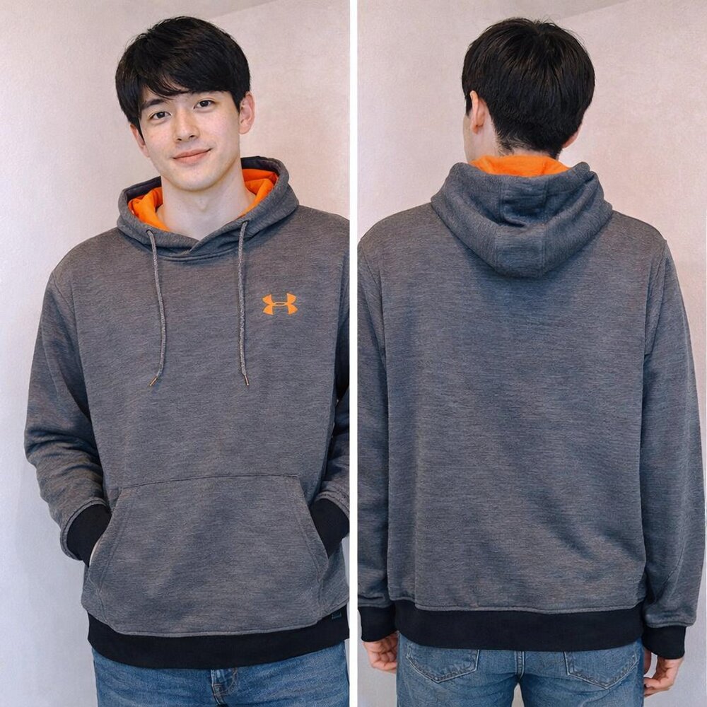 Under Armour Streetgear Grey Black Heather Fleece Hoodie LG NWT
